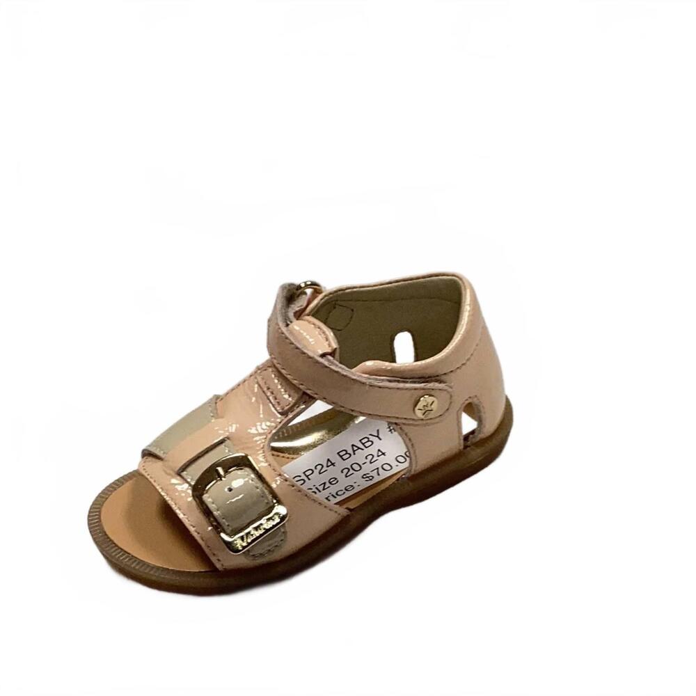 NEW NATURINO kid's quarzo multicolor adjustable strap sandal in cipria/milk